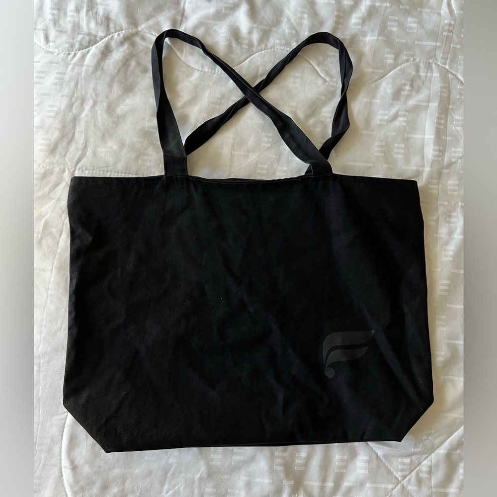 Black Zippered Tote Bag with Fabletics Branding